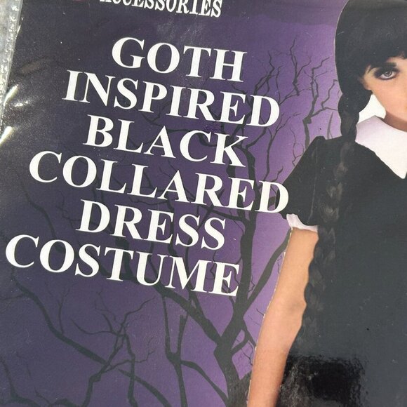 NEW Fun World Gothic Wednesday Addams Dress Girl's Halloween Costume Size Small - Picture 5 of 10